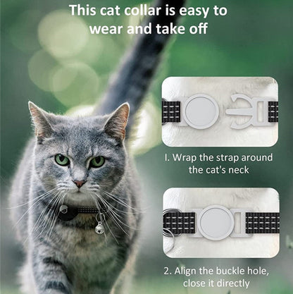 For AirTag Tracker Silicone Case Reflective Pet Cat Collar With Bell(Black) -  by buy2fix | Online Shopping UK | buy2fix