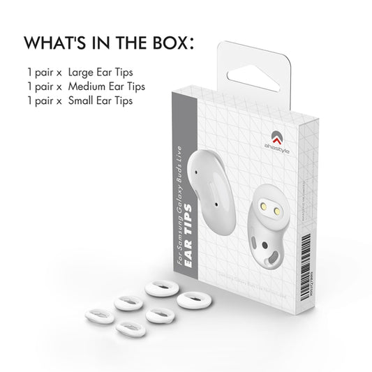 For Samsung Galaxy Buds Live AhaStyle PT132 S+M+L Silicone Earbud(White) by AhaStyle