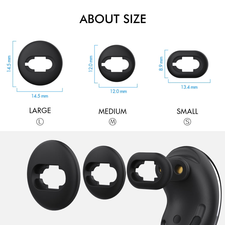 For Samsung Galaxy Buds Live AhaStyle PT132 S+M+L Silicone Earbud(Black) - Anti-dust & Ear Caps by AhaStyle | Online Shopping UK | buy2fix