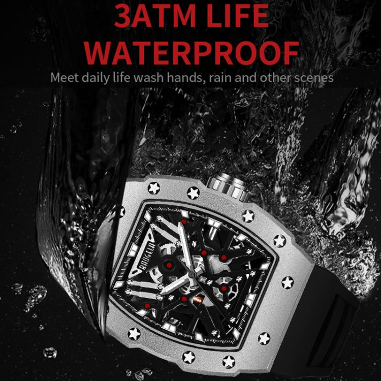 BAOGELA 224147 Wine Barrel Shaped Hollow Night Light Waterproof Sports Silicone Men Watch(Black Shell Red Belt) - Silicone Strap Watches by BAOGELA | Online Shopping UK | buy2fix