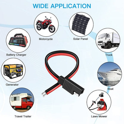 2pcs 20A Solar Car Battery SAE Power Extension Cable 100cm by buy2fix