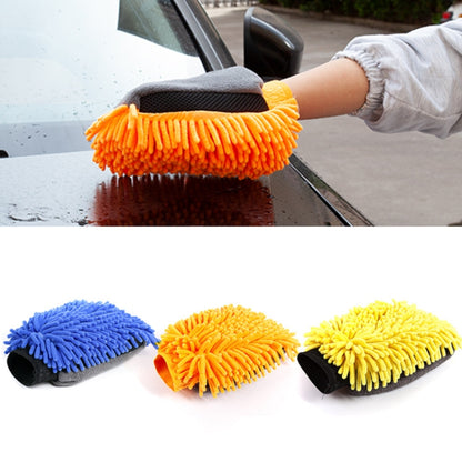 2pcs Car Chenille Coral Fleece Car Wash Double Sided Thick Gloves(Orange) by buy2fix
