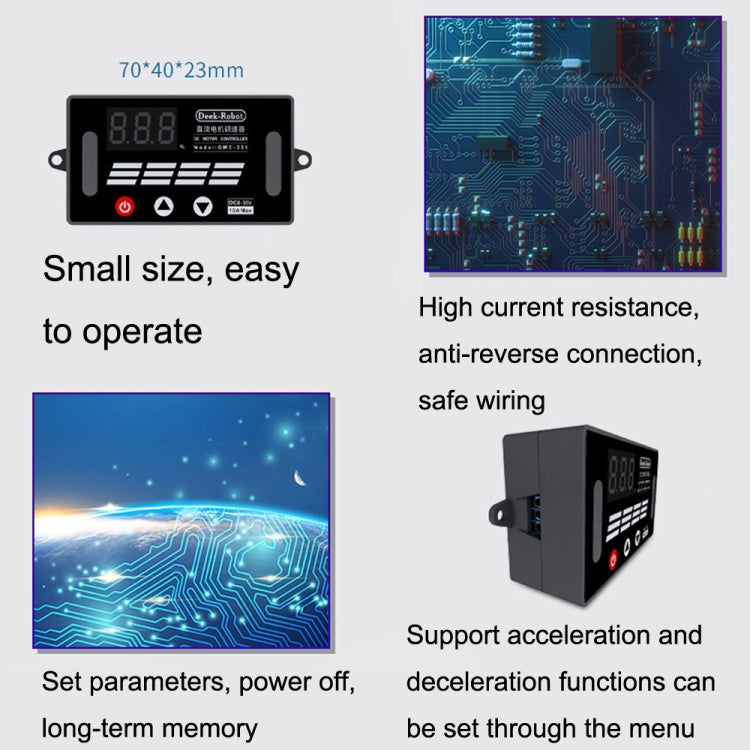 Deek-Robot DMC-331 PWM DC Motor Speed Controller Wide Voltage DC8-55V Speed Regulator - Boards & Shields by buy2fix | Online Shopping UK | buy2fix