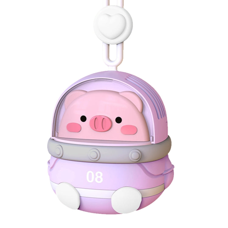 CS1327 Small USB Charging Cartoon Hanging Neck Fan Portable Leafless Silent Mini Fan(Pig) - Electric Fans by buy2fix | Online Shopping UK | buy2fix