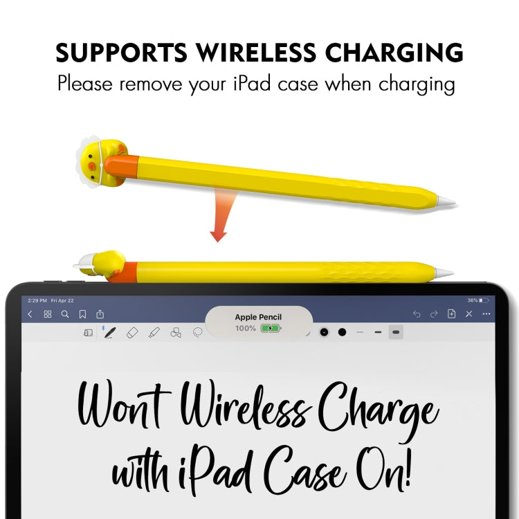 For Apple Pencil 2 AhaStyle PT-LC129 Pen Case Cartoon Silicone Protective Case(Chicken Yellow) - Pencil Accessories by AhaStyle | Online Shopping UK | buy2fix