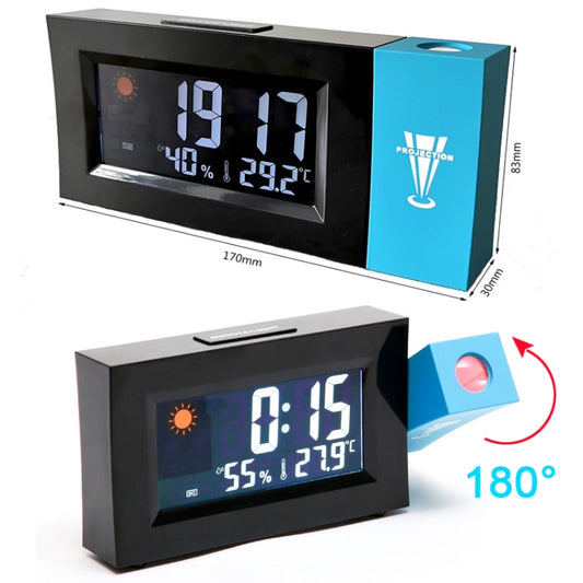 8290 Electronic Colour Screen Weather Clock Weather Forecast Projection Clock Rotatable Digital Clock With USB Cable by buy2fix