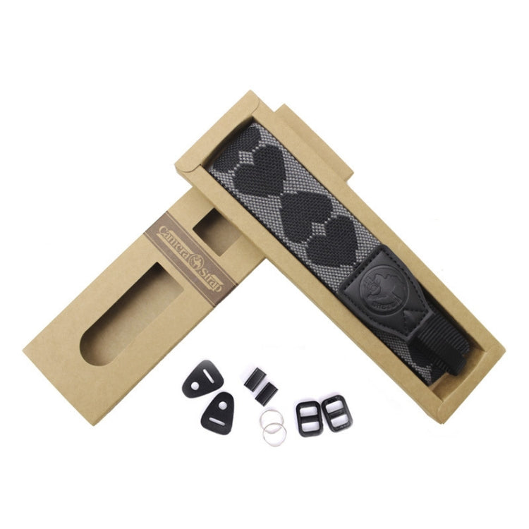 Embroidered Heart Pattern SLR Camera Strap Mirrorless Camera Love Lanyard(Spades-A-Metal Ring) by buy2fix