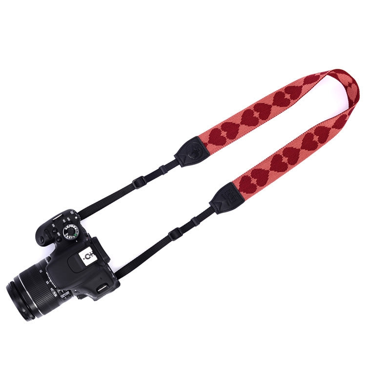Embroidered Heart Pattern SLR Camera Strap Mirrorless Camera Love Lanyard(Spades-A-Metal Ring) by buy2fix