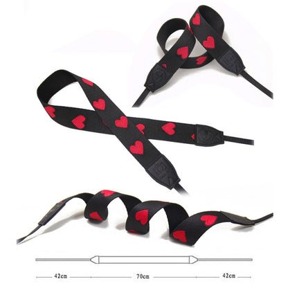 Embroidered Heart Pattern SLR Camera Strap Mirrorless Camera Love Lanyard(Spades-A-Metal Ring) by buy2fix