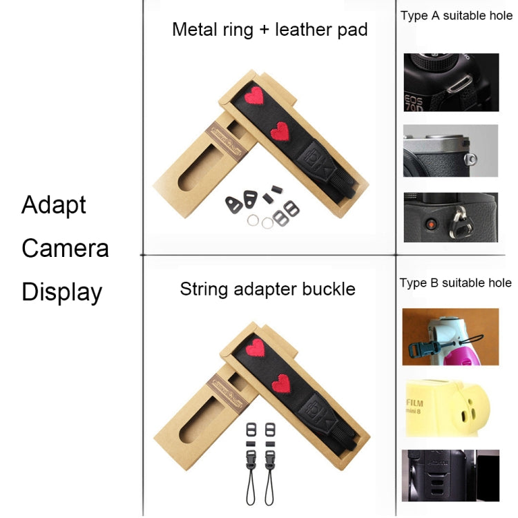 Embroidered Heart Pattern SLR Camera Strap Mirrorless Camera Love Lanyard(Classic 08-A-Metal Ring) - Camera Strap by buy2fix | Online Shopping UK | buy2fix