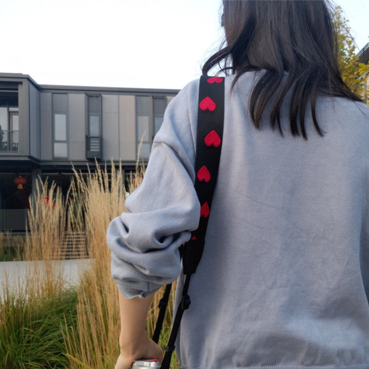 Embroidered Heart Pattern SLR Camera Strap Mirrorless Camera Love Lanyard(Spades-B-Transfer) by buy2fix