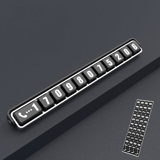 Aluminum Alloy Temporary Parking Number Plate Interior Decoration(Silver Black) by buy2fix