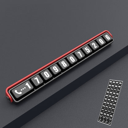 Aluminum Alloy Temporary Parking Number Plate Interior Decoration(Black Red) by buy2fix