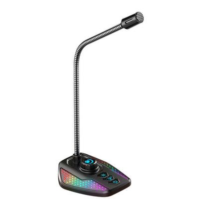 USB Gaming Microphone Built In Sound Card 5 Voice Changing Modes with RGB Lighting - Microphone by buy2fix | Online Shopping UK | buy2fix