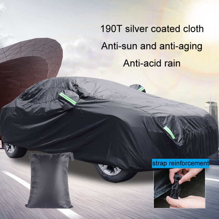 190T Silver Coated Cloth Car Rain Sun Protection Car Cover with Reflective Strip, Size: M by buy2fix