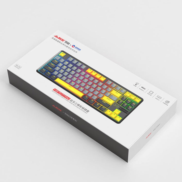 Ajazz K870T Pro 87 Keys Three Mode Wireless/Bluetooth/Wired Pluggable RGB Mechanical Keyboard Red Shaft (White) - Wireless Keyboard by Ajazz | Online Shopping UK | buy2fix