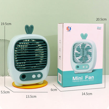 1315 Spray Humidification Hydrating Cartoon Fan USB Charging Desktop Fan(Bunny Blue) - Electric Fans by buy2fix | Online Shopping UK | buy2fix