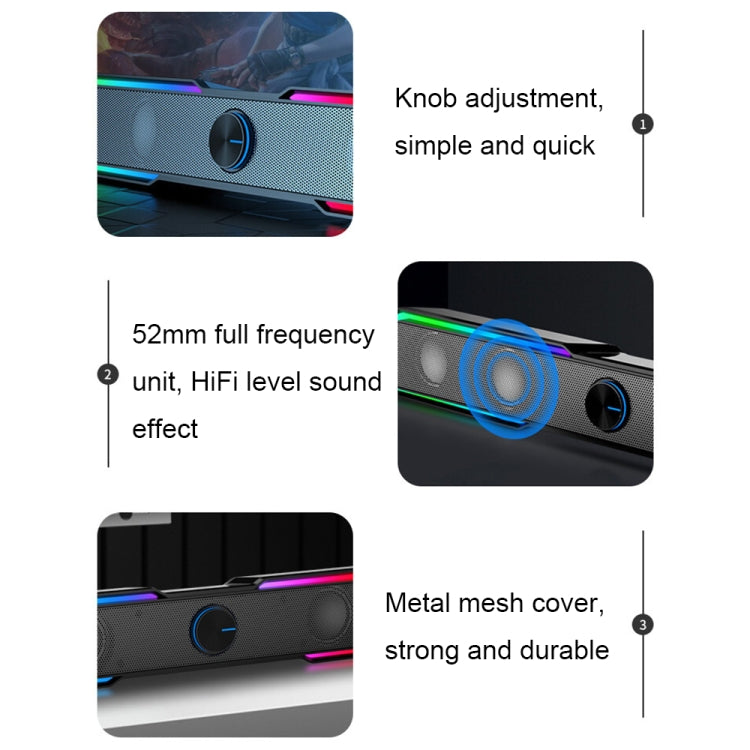 Wired+Bluetooth Version HP DHE6002S RGB Lights HiFi Sound Effect Computer Audio Desktop Long Strip Speakers -  by HP | Online Shopping UK | buy2fix