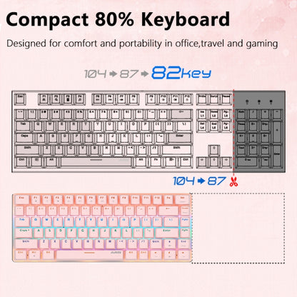 Ajazz AK33 82 Keys White Backlight Game Wired Mechanical Keyboard, Cable Length: 1.6m Green Shaft - Wired Keyboard by Ajazz | Online Shopping UK | buy2fix