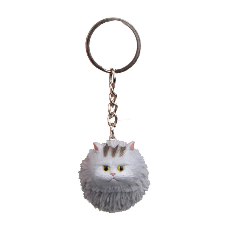Round Little Tiger Cat Keychain Cartoon Key Ring Ornament(Gray) by buy2fix