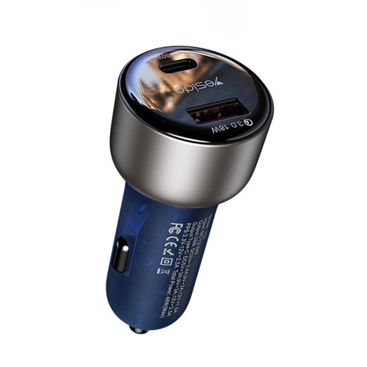 Yesido Y52 48W Dual-channel Fast Charging Zinc Alloy QC3.0 Car Charger(Black) by Yesido