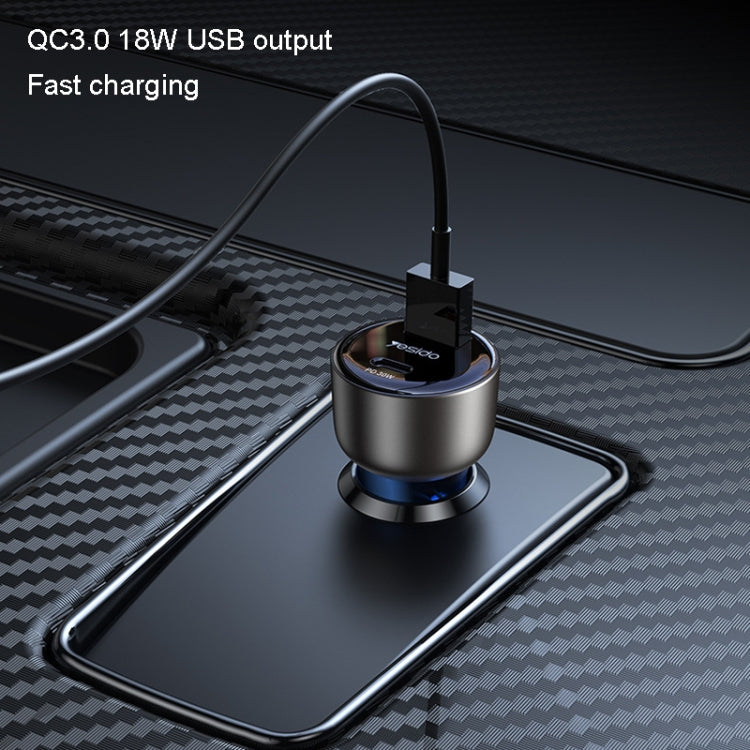 Yesido Y52 48W Dual-channel Fast Charging Zinc Alloy QC3.0 Car Charger(Black) - Car Charger by Yesido | Online Shopping UK | buy2fix