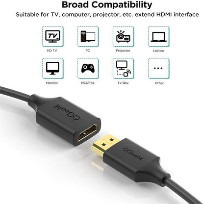 QGeeM QG-HD19 4K HDMI 2.0 Extension Cable Supports 3D, HD, 2160p, Compatible With Roku Fire Stick 1m Length - Cable by QGeeM | Online Shopping UK | buy2fix