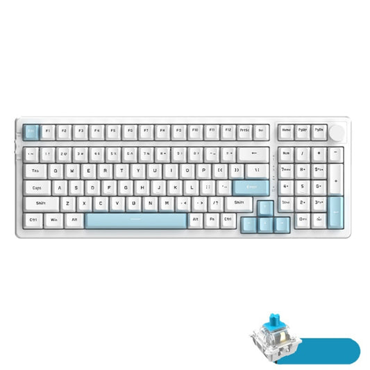 Ajazz AK992 99 Keys Wireless/Bluetooth Three-Mode Hot Swap RGB Gaming Mechanical Keyboard Green Shaft Non-light Version (Blue) - Wireless Keyboard by buy2fix | Online Shopping UK | buy2fix