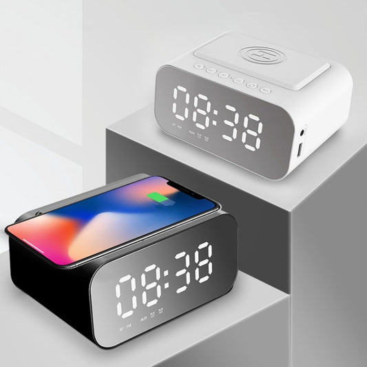 BT510 15W LED Clock Wireless Charging Bluetooth Speaker Multifunctional Smart Mirror Alarm Clock Audio(White) by buy2fix
