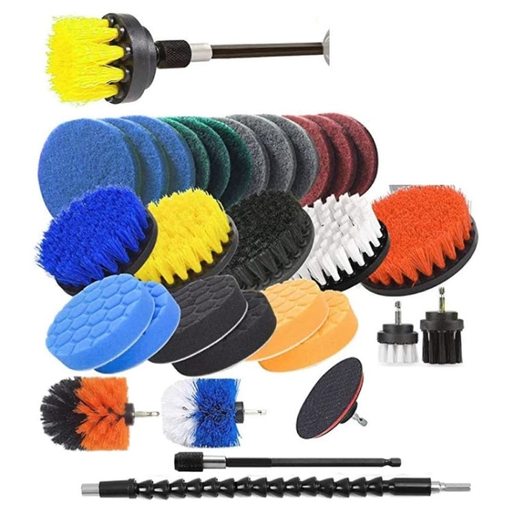 31pcs/set Electric Drill Brush Kitchen Bathroom Wall Cleaning Set(Yellow) - Sponges, Cloths & Brushes by buy2fix | Online Shopping UK | buy2fix