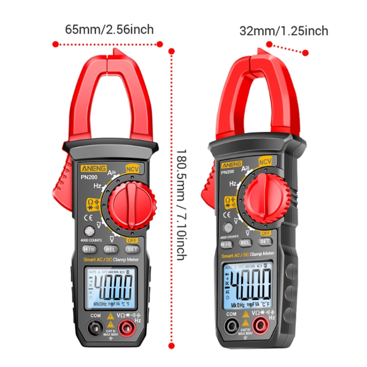 ANENG PN200 AC/DC Measurement High Precision Multifunctional Clamp Meter(Red) - Current & Voltage Tester by ANENG | Online Shopping UK | buy2fix