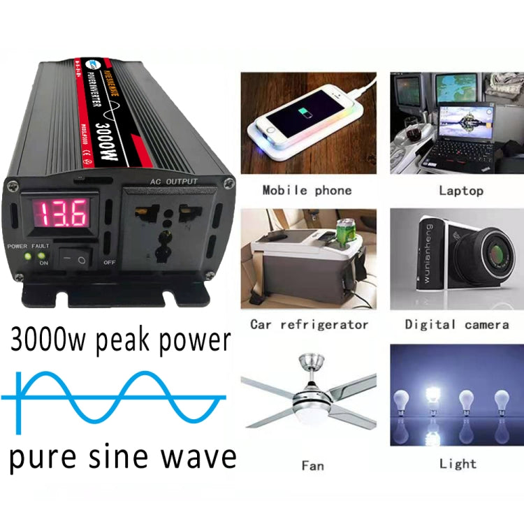 3000W (Actual 500W) 12V to 220V High Power Car Sine Wave Inverter Power Converter by buy2fix