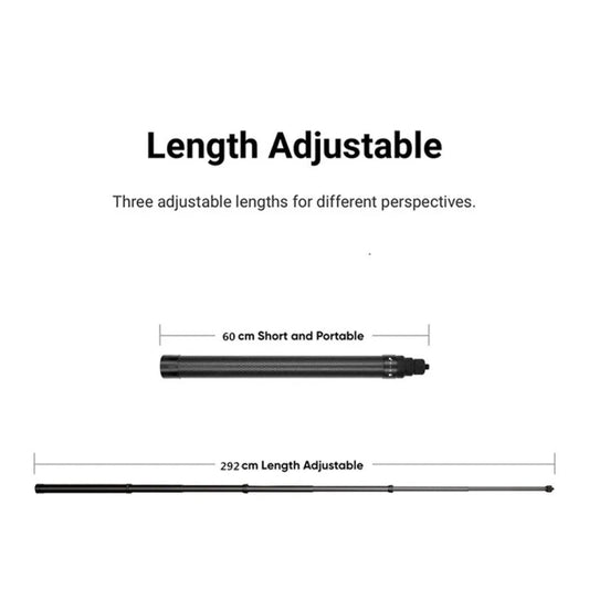 3m Carbon Fiber Extended Monopod Invisible Selfie Stick For Insta360 / DJI Action / GoPro / Xiao Yi Sports Camera by buy2fix