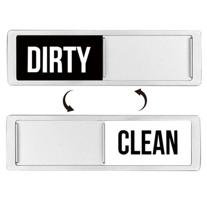 Dishwasher Magnet Clean Dirty Sign Double-Sided Refrigerator Magnet(Silver Black and White Rough Characters) - Dish Washers & Accessories by buy2fix | Online Shopping UK | buy2fix