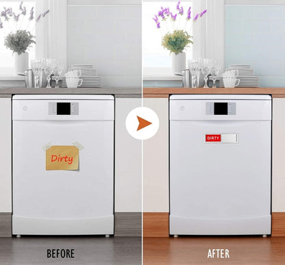 Dishwasher Magnet Clean Dirty Sign Double-Sided Refrigerator Magnet(Silver Black and White Rough Characters) by buy2fix