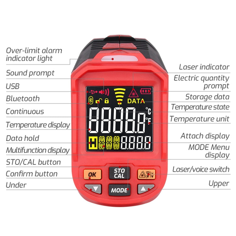 TASI TA603C -32-1680 degrees Celsius Color Screen Infrared Thermometer Industrial Electronic Thermometer - Thermostat & Thermometer by TASI | Online Shopping UK | buy2fix