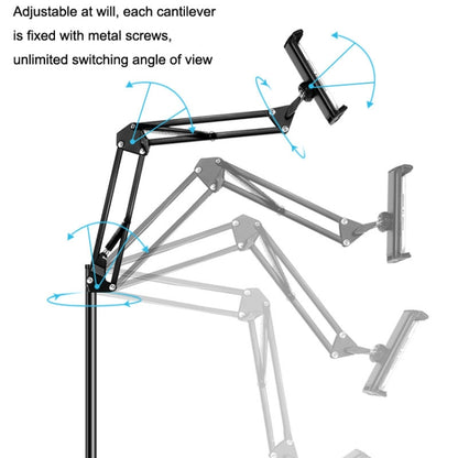 155cm Mobile Phone Tablet Live Broadcast Bedside Lifting Bracket Cantilever Floor Stand (Black) - Lazy Bracket by buy2fix | Online Shopping UK | buy2fix