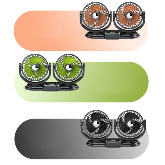 F621 Car Rotatable Turntable Silent Car Double Head Fan, Model: USB by buy2fix