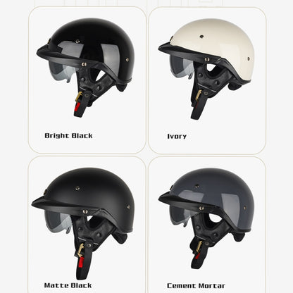 SOMAN Motorcycle Half Helmet Adjustable Helmet With Inner Mirror, Size: XXL(Bright Black) - Helmets by SOMAN | Online Shopping UK | buy2fix