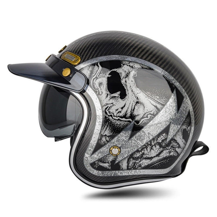 SOMAN Motorcycle Four Seasons Carbon Fiber Half Helmet, Color: Carbon Fiber Silver Lightning(S) - Helmets by SOMAN | Online Shopping UK | buy2fix