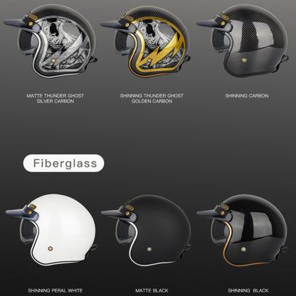 SOMAN Motorcycle Four Seasons Carbon Fiber Half Helmet, Color: Carbon Fiber Silver Lightning(L) - Helmets by SOMAN | Online Shopping UK | buy2fix