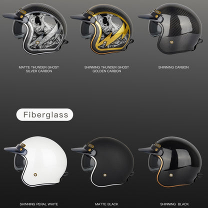 SOMAN Motorcycle Four Seasons Carbon Fiber Half Helmet, Color: Carbon Fiber Silver Lightning(XL) - Helmets by SOMAN | Online Shopping UK | buy2fix