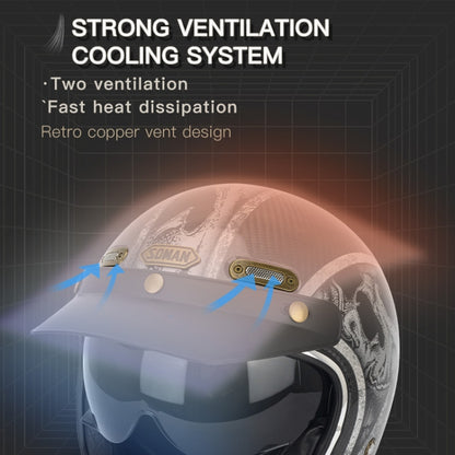 SOMAN Motorcycle Four Seasons Carbon Fiber Half Helmet, Color: FRP Matte Black(XXL) - Helmets by SOMAN | Online Shopping UK | buy2fix