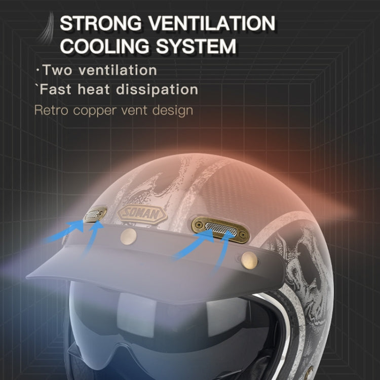 SOMAN Motorcycle Four Seasons Carbon Fiber Half Helmet, Color: Bright Carbon Fiber(XXL) - Helmets by SOMAN | Online Shopping UK | buy2fix