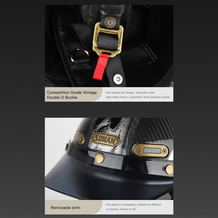 SOMAN Motorcycle Four Seasons Carbon Fiber Half Helmet, Color: Carbon Fiber Silver Lightning(XXL) - Helmets by SOMAN | Online Shopping UK | buy2fix
