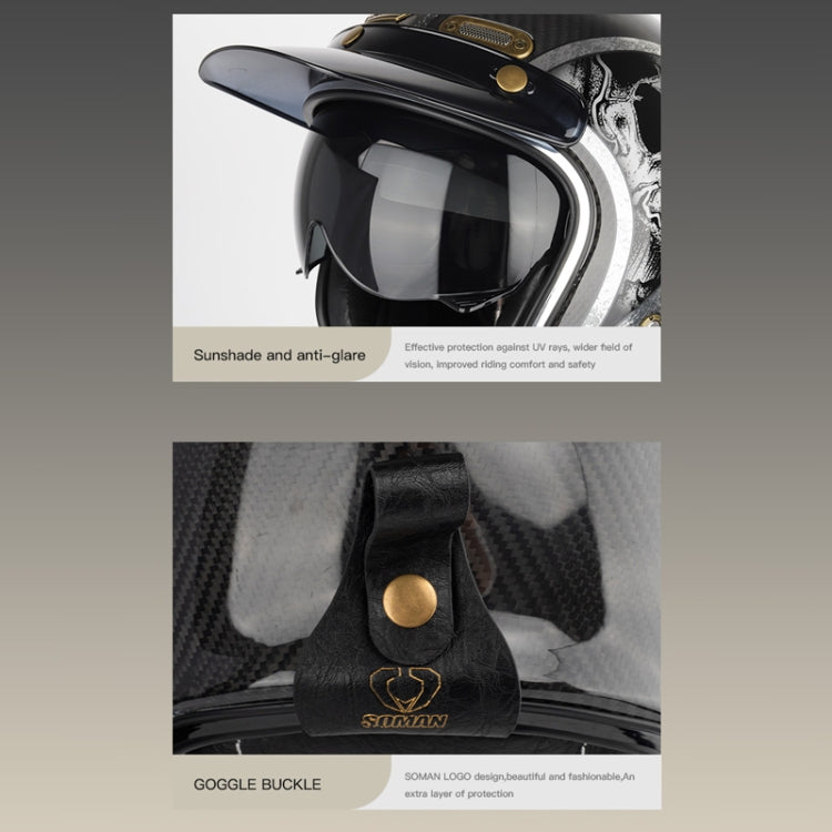 SOMAN Motorcycle Four Seasons Carbon Fiber Half Helmet, Color: FRP Matte Black(XL) - Helmets by SOMAN | Online Shopping UK | buy2fix