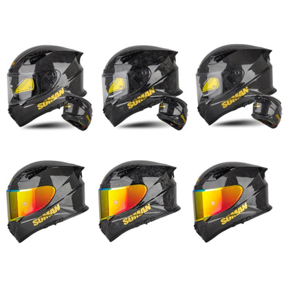 SOMAN Motorcycle Carbon Fiber Double Lens Thermal Safety Helmet, Size: M(Cheetah Print) - Helmets by SOMAN | Online Shopping UK | buy2fix