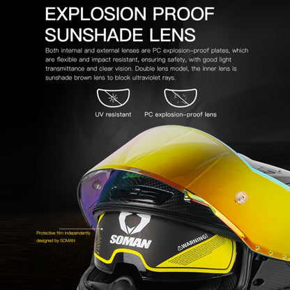 SOMAN Motorcycle Carbon Fiber Double Lens Thermal Safety Helmet, Size: M(Cheetah Print) - Helmets by SOMAN | Online Shopping UK | buy2fix