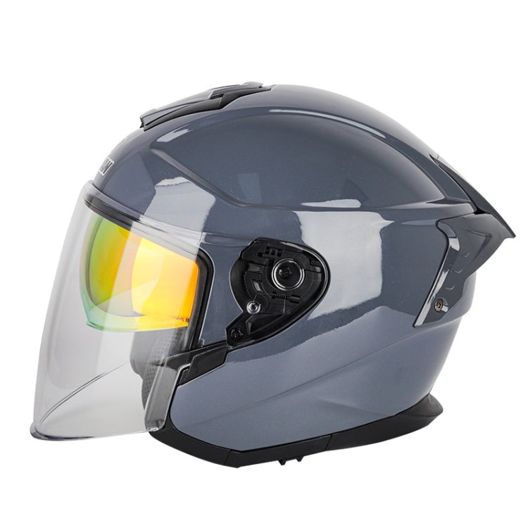 SOMAN Motorcycle Electric Bicycle Dual Lens Riding Helmet, Size: S(Cement Gray) - Helmets by SOMAN | Online Shopping UK | buy2fix