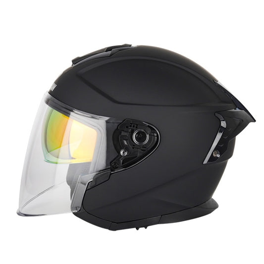 SOMAN Motorcycle Electric Bicycle Dual Lens Riding Helmet, Size: S(Matte Black) - Helmets by SOMAN | Online Shopping UK | buy2fix